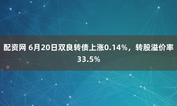 配资网 6月20日双良转债上涨0.14%，转股溢价率33.5%
